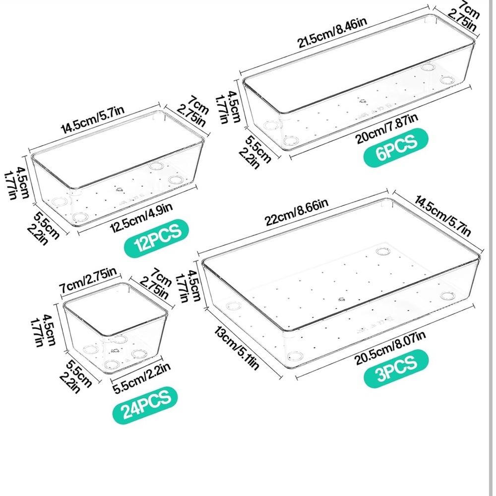 Clear Plastic Storage Bin Set